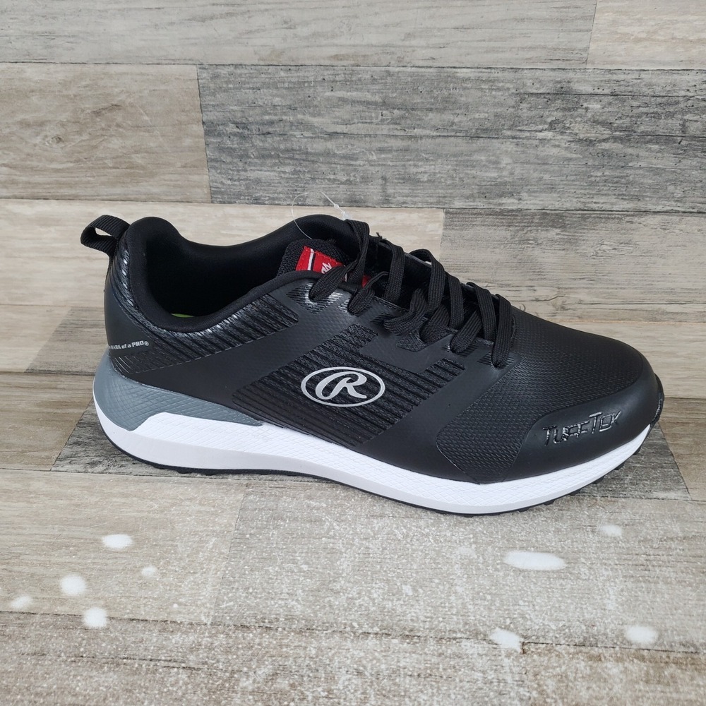 Rawlings League Turf Mens Shoes 7 D Black White Leather Lace-Up Baseball Cleats